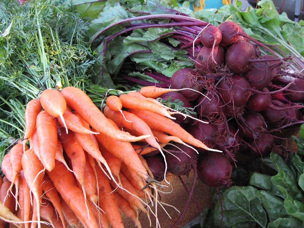 Carrots and beets from Gaining Ground Farm
